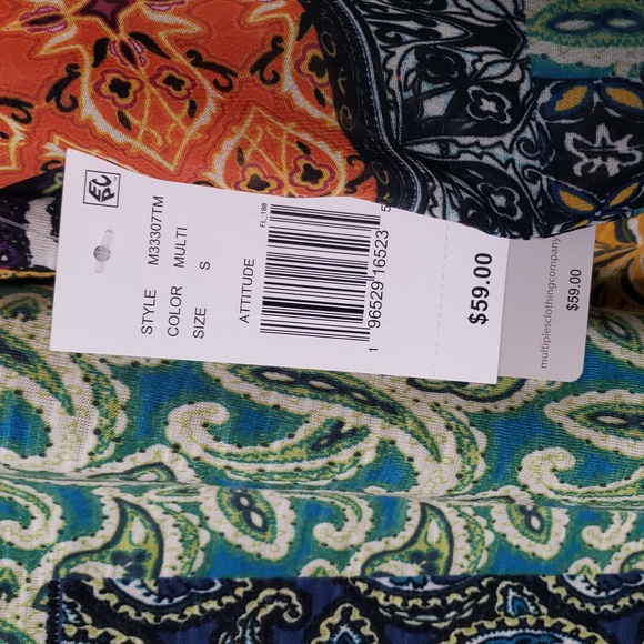 NWT Multiples Colorful Patchwork Women's Top Size Small - Picture 8 of 8